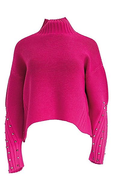 Passioni Strickpullover mit Stehkragen und Nietendetails günstig online kaufen