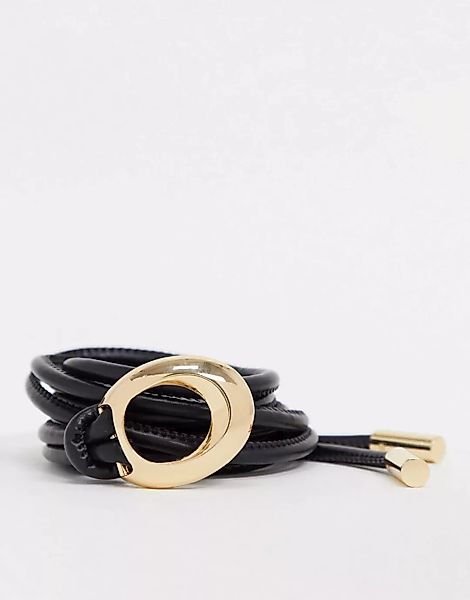 Accessorize – Bindegürtel mit Knotendesign in Schwarz mit goldenen Kontrast günstig online kaufen