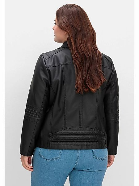 Sheego Lederimitatjacke "Große Größen", ohne Kapuze, im Bikerlook günstig online kaufen