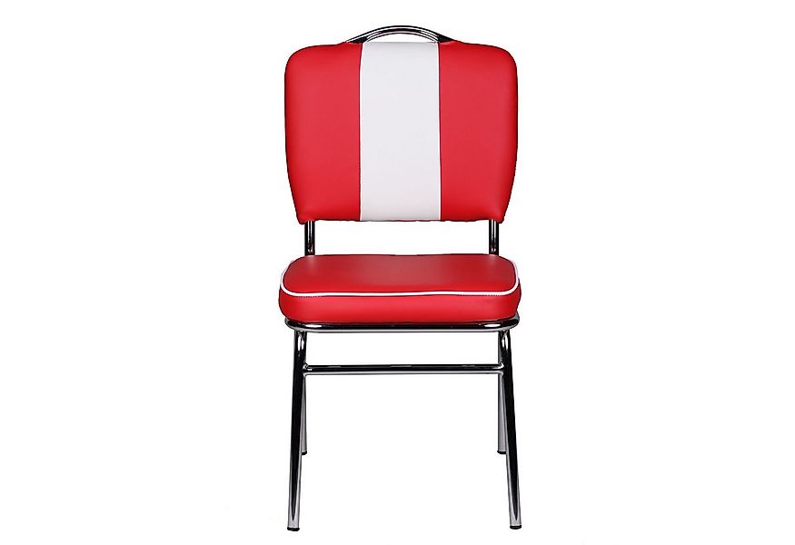 Wohnling 4-Fußstuhl Esszimmerstuhl Kunstleder American Diner Retro Rot Weiß günstig online kaufen