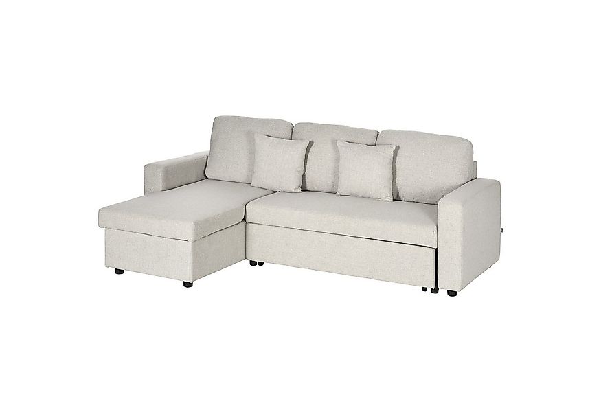 HOMCOM Ecksofa mit Bettfunktion, Stauraum, 2 Kissen, L-Form, Eckcouch aus L günstig online kaufen