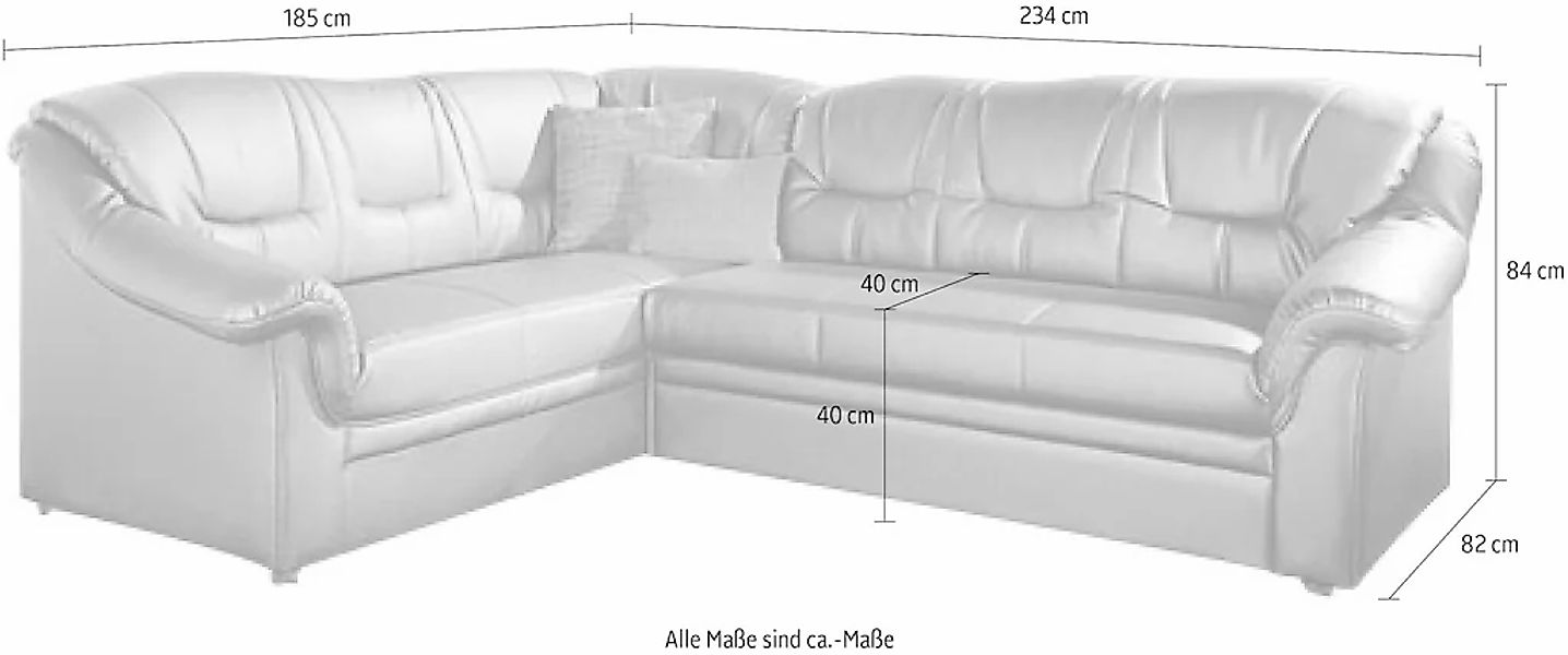 DOMO collection Ecksofa "Montana, zeitlose Rückensteppung, bequeme Armlehne günstig online kaufen