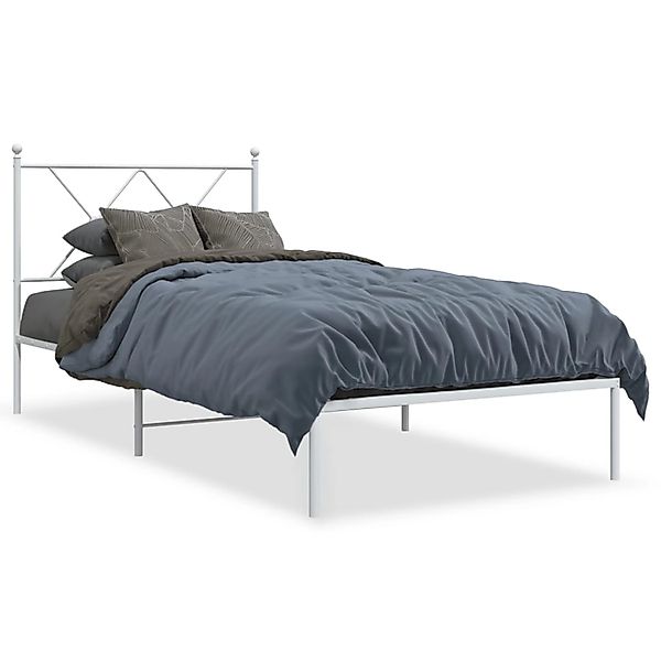 vidaXL Bettgestell mit Kopfteil Metall Weiß 90x190 cm 376543 günstig online kaufen