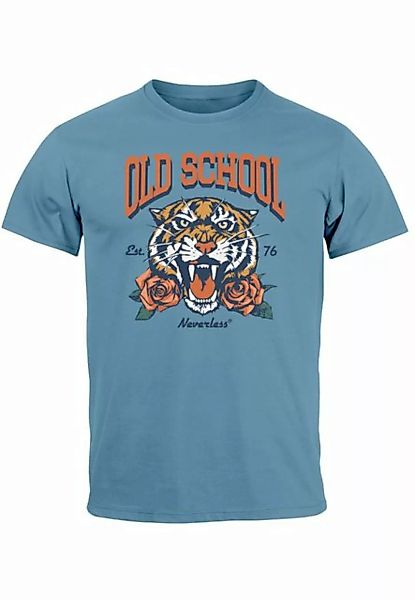 Neverless Print-Shirt Herren T-Shirt Print Tiger Rosen Old School Retro Vin günstig online kaufen