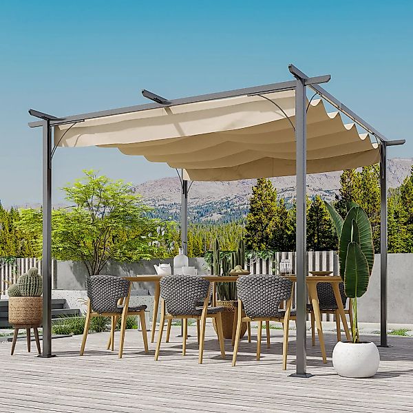 Outsunny Pergola schwarz Metall B/H/L: ca. 300x230x300 cm günstig online kaufen