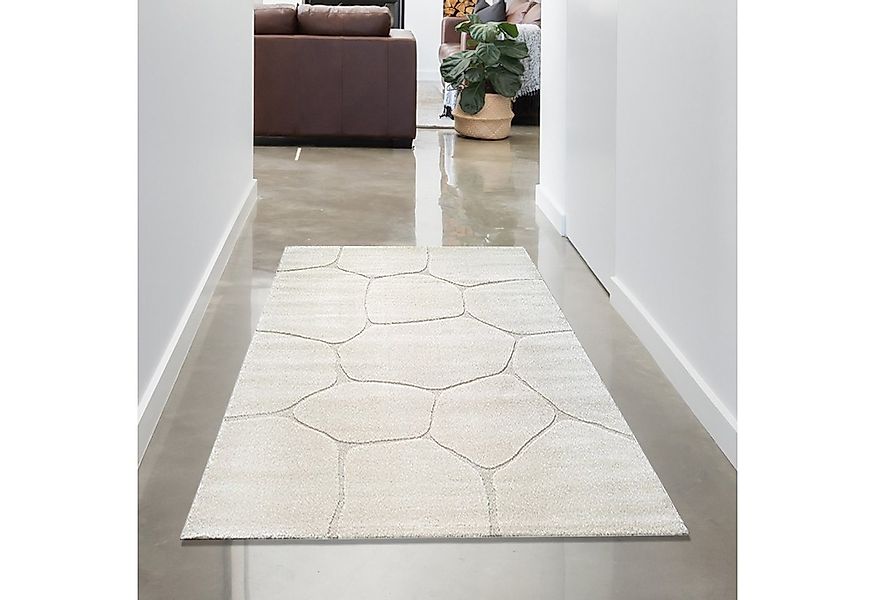 Carpetia Teppich Teppich Wohnzimmer Höheneffekt im abstrakten Muster in cre günstig online kaufen