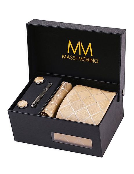 Massi Morino Krawatte (1-St) mit Einstecktuch, Manschettenknöpfen und Krawa günstig online kaufen
