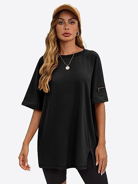 Imily Bela Oversize-Shirt Damen T-Shirt Halbarm Rundhals Seitenschlitz (Pac günstig online kaufen