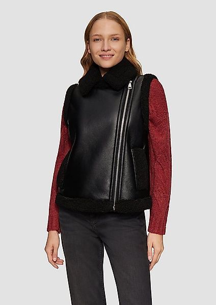 s.Oliver Outdoorjacke Outdoor-Weste Weste aus Lederimitat mit Teddyplüsch günstig online kaufen
