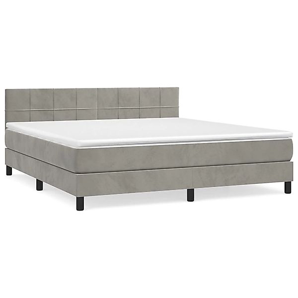 vidaXL Boxspringbett mit Matratze Hellgrau 160x200 cm Samt1397686 günstig online kaufen