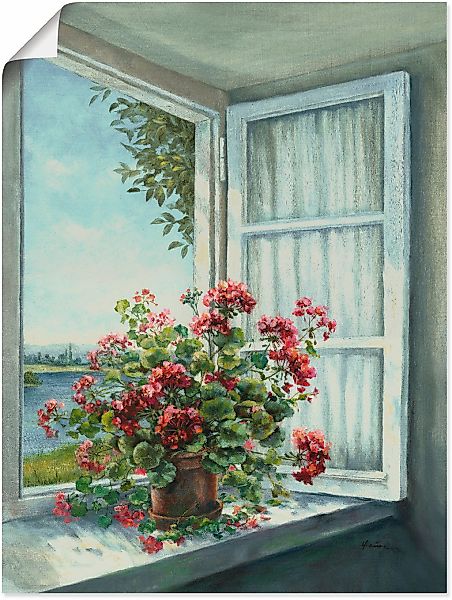 Artland Wandbild "Geranien am Fenster" 1 Stk. tlg. als Alubild, Outdoorbild günstig online kaufen