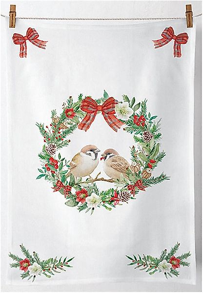 Ambiente® Geschirrtuch Sparrows in wreath, (1-tlg., 1-teilig), Geschirrtüch günstig online kaufen