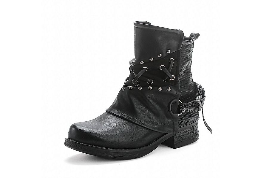 Pogolino ST07 Bikerboots Damen Nieten Stiefeletten Biker Boots leicht gefüt günstig online kaufen