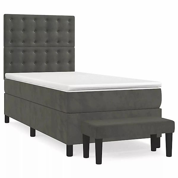 vidaXL Boxspringbett mit Matratze Dunkelgrau 80x200 cm Samt1359517 günstig online kaufen