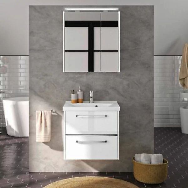 Lomadox Badezimmer-Waschplatz FES-3050-66 Waschtischunterschrank in Hochgla günstig online kaufen