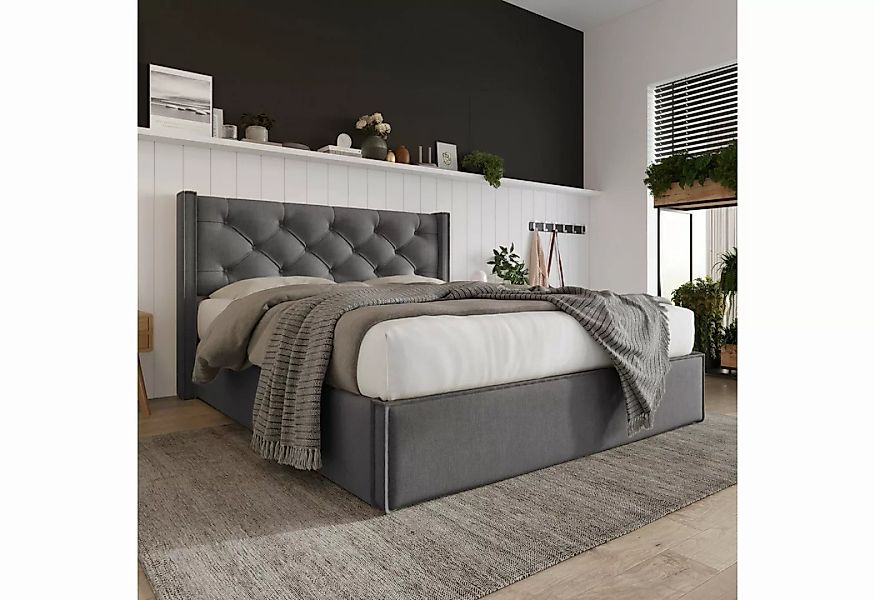 WISHDOR Polsterbett Doppelbett Bett Hydraulisch (140x200cm ohne Matratze, B günstig online kaufen