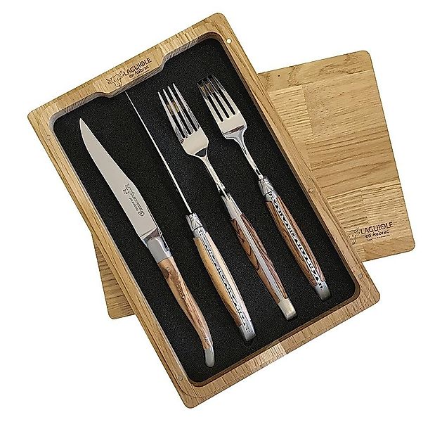 Laguiole en Aubrac Besteck-Set 2 Steakmesser 2 Gabeln Olivenholz (Olivier) günstig online kaufen