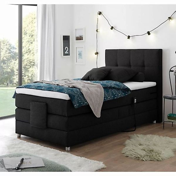 Boxspringbett Jugendbett in 120x200 cm MANAUS-09, in der Farbe schwarz, Tas günstig online kaufen