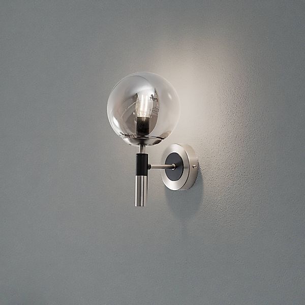 Wandleuchte Rollo, Ø 15 cm, rauchgrau, Glas/Metall günstig online kaufen