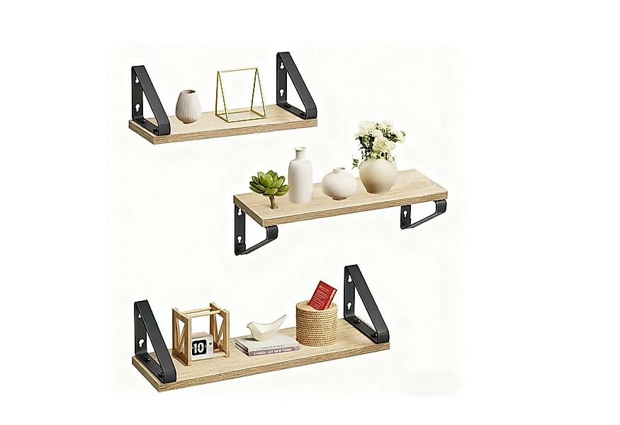 relaxdays Wandregal im Set 3 Größe, 3-tlg., helles Holz günstig online kaufen