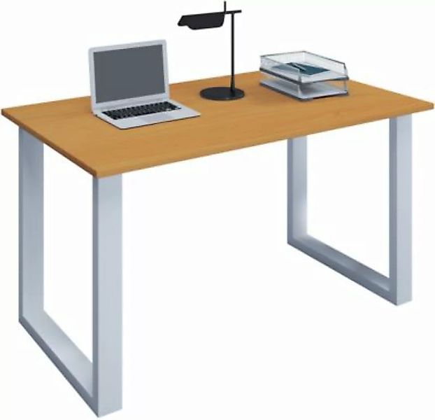 VCM Holz Schreibtisch Computertisch Arbeitstisch Büromöbel Lona U Weiß brau günstig online kaufen