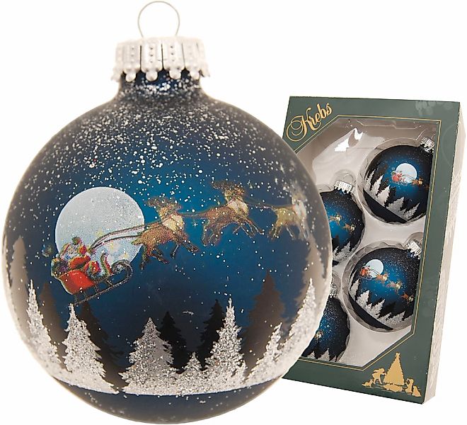 Krebs Glas Lauscha Weihnachtsbaumkugel "Spirit of Christmas, 7 cm", (Set, 4 günstig online kaufen