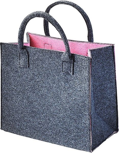 Kobolo Einkaufsshopper Filztasche außen grau meliert innen rosa 35x20x30, 2 günstig online kaufen