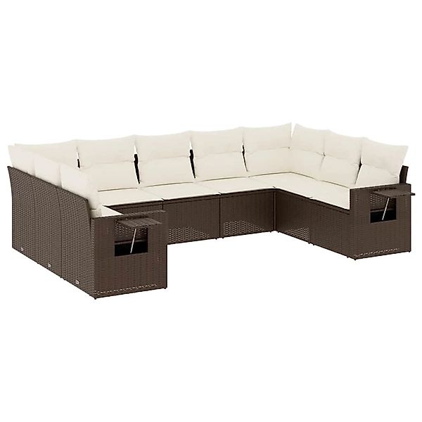 vidaXL 9-Tlg Garten-Sofagarnitur mit Kissen Braun Poly Rattan 3220602 günstig online kaufen