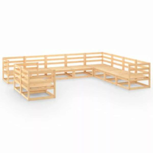 vidaXL 10-tlg. Garten-Lounge-Set Massivholz Kiefer Gartenmöbel-Set braun günstig online kaufen