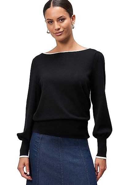 Zero Strickpullover zero Feinstrickpullover mit Kontrastpaspel günstig online kaufen