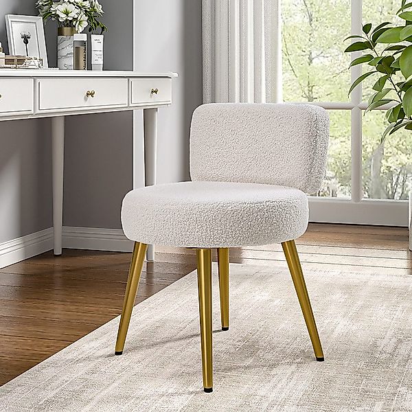 LIVINGANDHOME Polsterstuhl Schminktischhocker mit edlem Teddystoffbezug günstig online kaufen