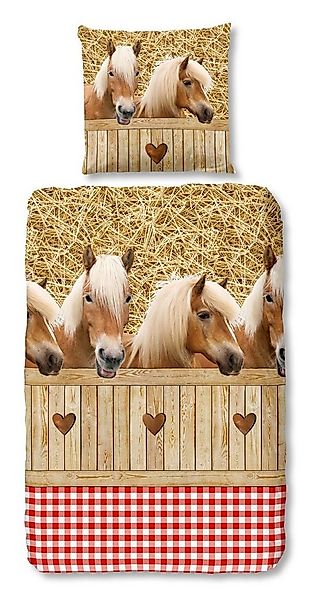 good morning Bettwäsche Baumwolle, Renforcé, 2 teilig, Pferde im Stall, Her günstig online kaufen