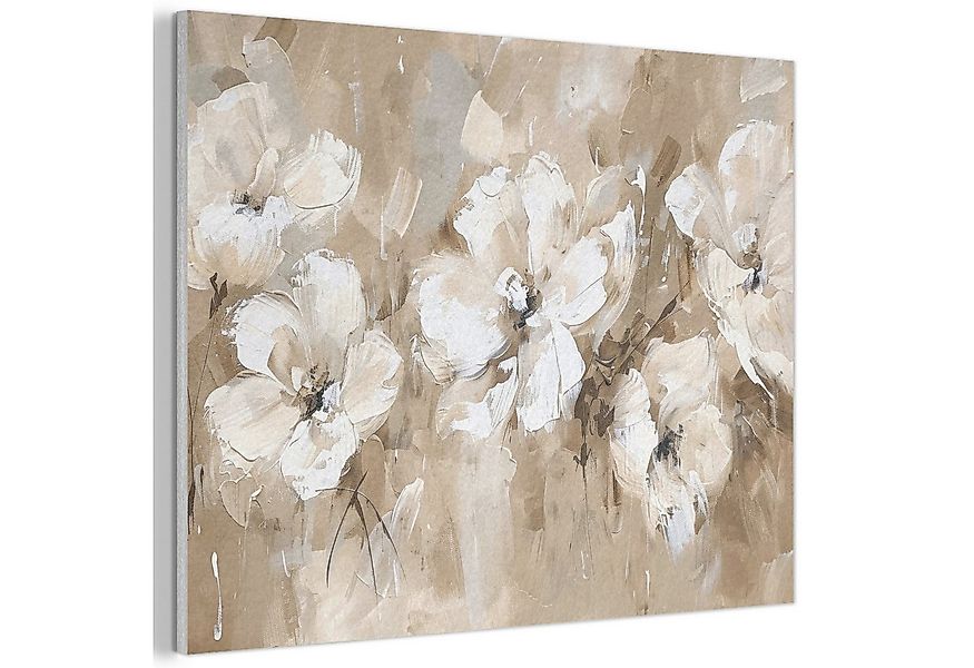 MuchoWow Gemälde Blumen - Beige - Abstrakt - Modern, Fotodruck (1 St), Vint günstig online kaufen