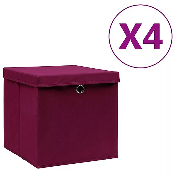 Aufbewahrungsboxen Mit Deckeln 4 Stk. 28x28x28 Cm Dunkelrot günstig online kaufen
