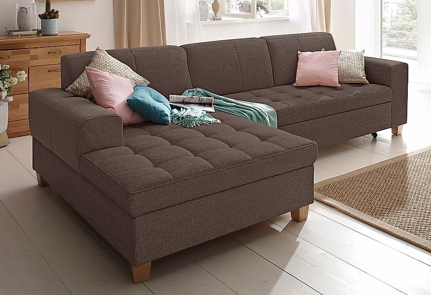 Home affaire Ecksofa "Corby L-Form", wahlweise mit Bettfunktion, Steppung a günstig online kaufen