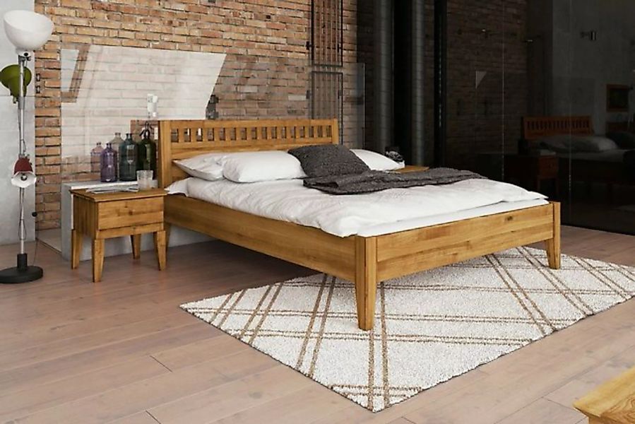 Natur24 Einzelbett Bett Sydo 5 Sonderlänge 100x220 Wildeiche Holzkopfteil u günstig online kaufen