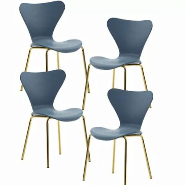 FineBuy Esszimmerstuhl 4er Set 45 x 40 cm Sitzfläche blau günstig online kaufen