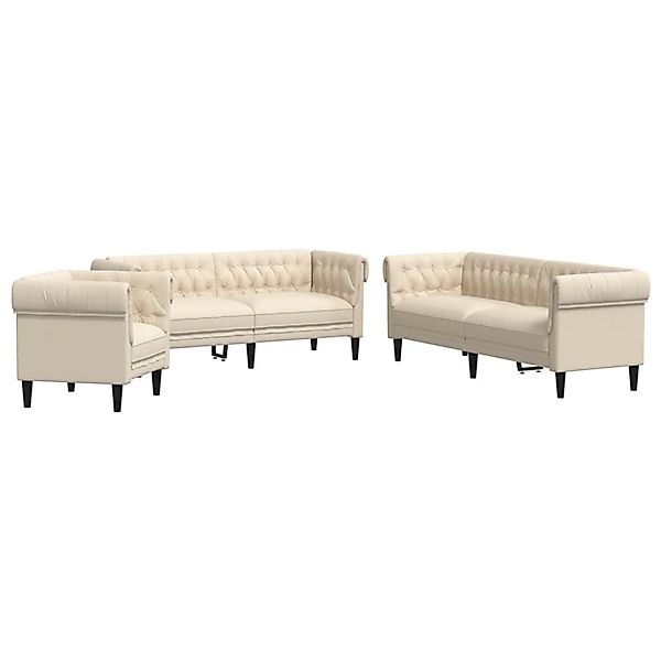 vidaXL 3-Tlg Sofagarnitur Creme Stoff 3209198 günstig online kaufen