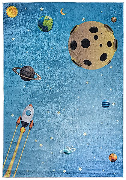 Mazovia Kinderteppich Kinderteppich Kinderzimmerteppich Planeten Weltraum, günstig online kaufen