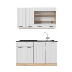 Vicco Küchenzeile Fame-Line, Weiß Landhaus/Goldkraft Eiche, günstig online kaufen