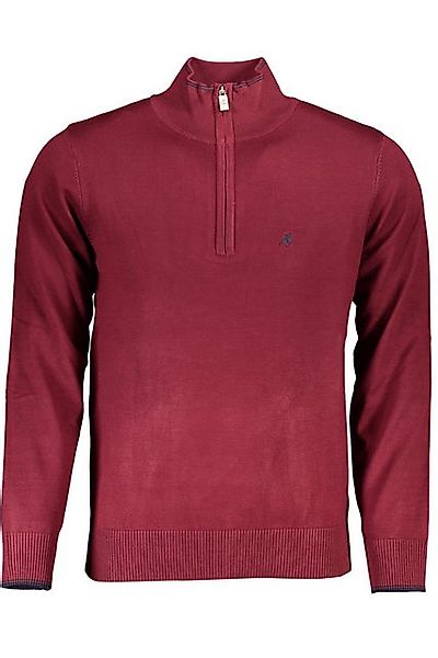 U.S. GRAND POLO Strickpullover Herren Langarmshirt: Rot, Halber Reißverschl günstig online kaufen