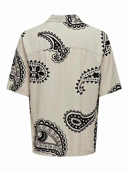 ONLY & SONS Kurzarmhemd Sommer Hemd mit Resort-Kragen 7729 in Beige-2 günstig online kaufen