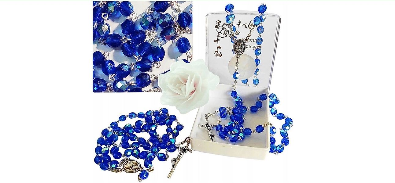 Festivalartikel Collier Schöner Blauer Kristall Rosenkranz - Perfektes Gesc günstig online kaufen