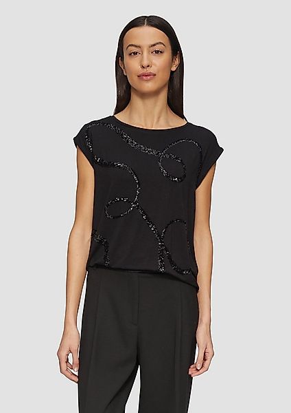 s.Oliver Kurzarmshirt T-Shirt Shirt aus Viskosemix mit Pailletten günstig online kaufen