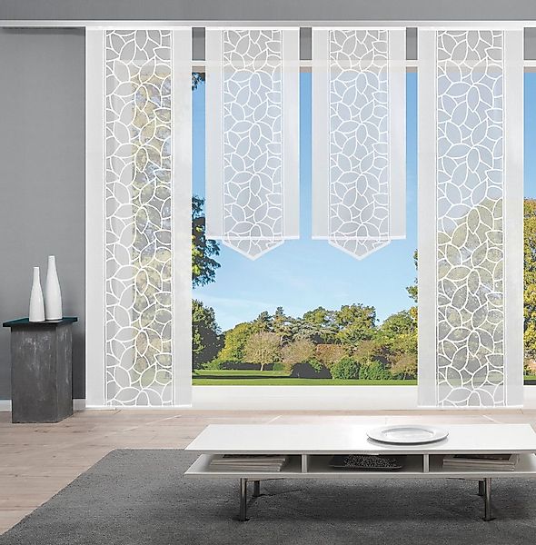 HOME WOHNIDEEN Schiebegardine JENNA (4 St), Klettband, halbtransparent, Sch günstig online kaufen