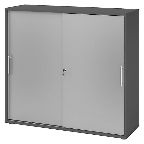 bümö Aktenschrank office Schiebetürenschrank Dekor: Graphit/Silber - Griffe günstig online kaufen