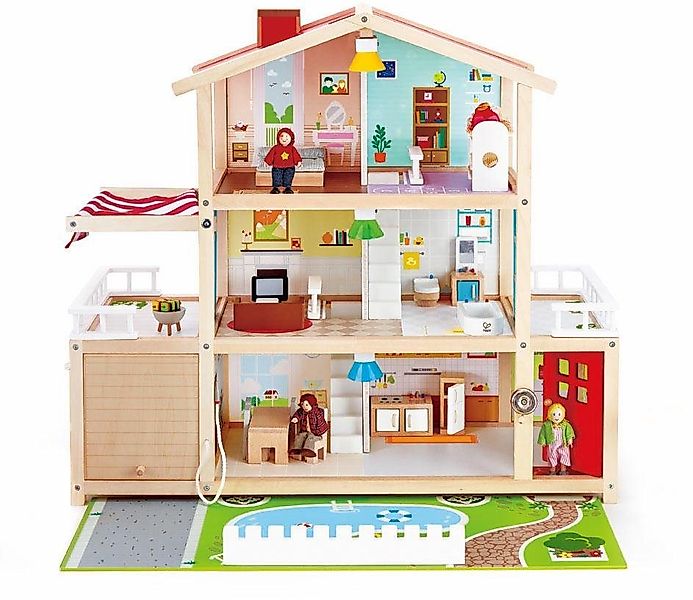Hape Puppenhaus Puppen-Villa, inkl. Puppenmöbel günstig online kaufen