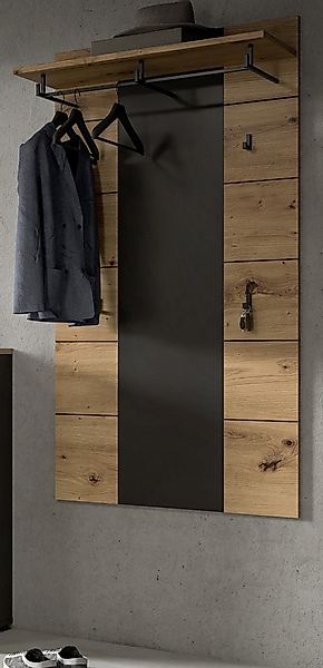 Inn.Furn Garderobenpaneel Cooper (Wandgarderobe in Eiche Artisan und Basalt günstig online kaufen