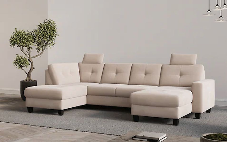 Places of Style Wohnlandschaft »Varese«, Kreuznaht in beige günstig online kaufen