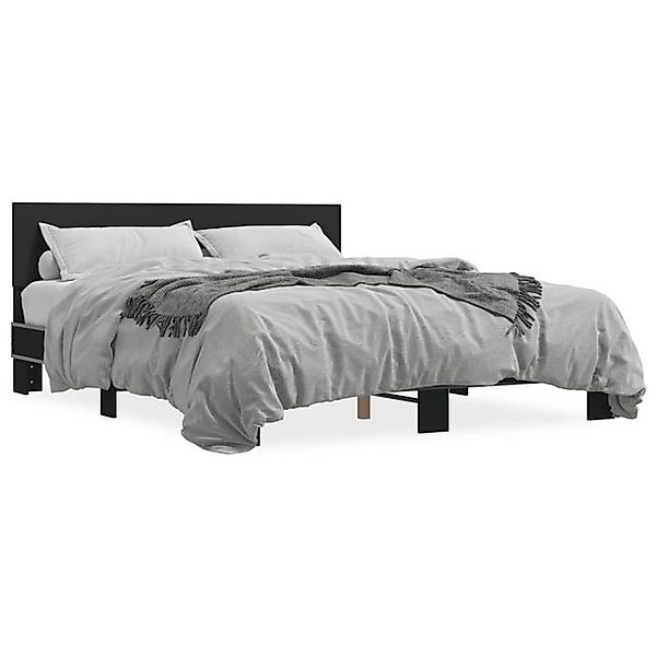 vidaXL Bettgestell, Bettrahmen Schwarz 150x200 cm Holzwerkstoff und Metall günstig online kaufen
